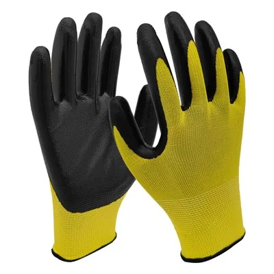 13G Strickgelbes Garn schwarzer Nitrilsicherheitshandschuhe